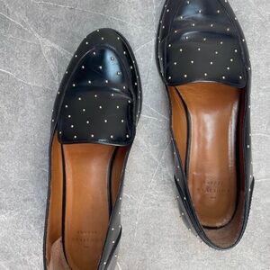 Sezane Black Loafers with Gold Studs